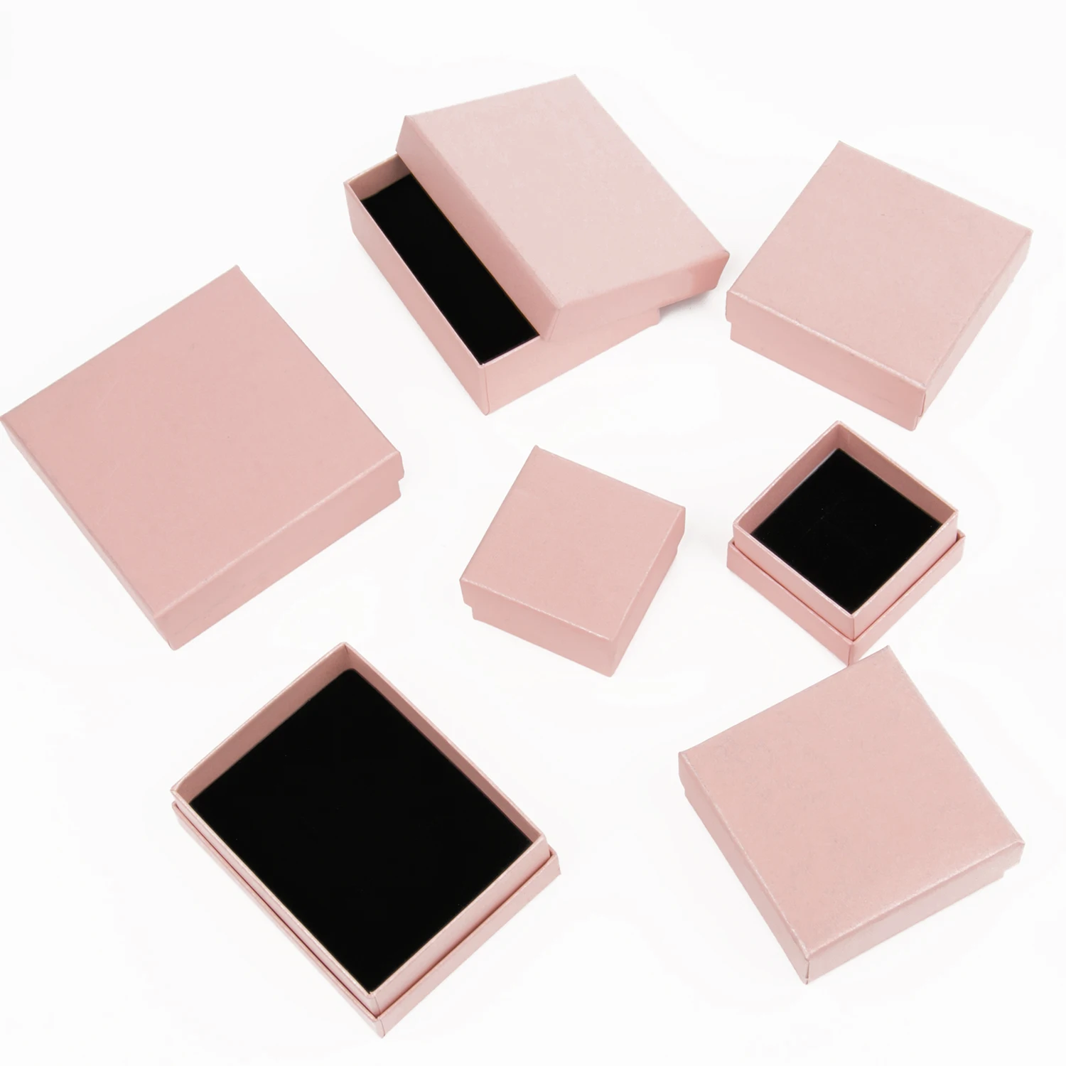 1pcs Multi Size Square Pink  Kraft Paper Packaging Box Necklace Jewelry Gifts Box Ring Earring Jewelry Gift Box Reusable Suppliy