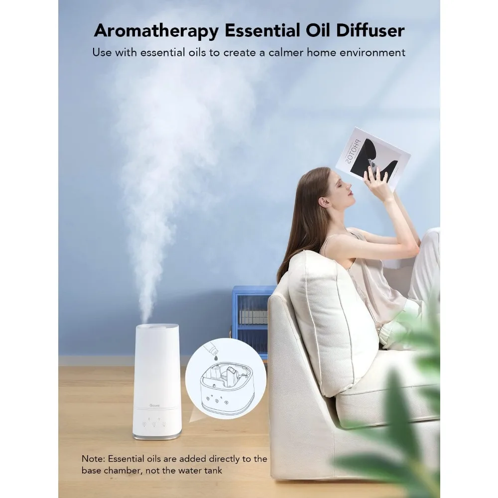 4L Smart Humidifiers for Bedroom with Hygrometer Thermometer, Top Fill Cool Mist Humidifier, WiFi Voice & Remote Control