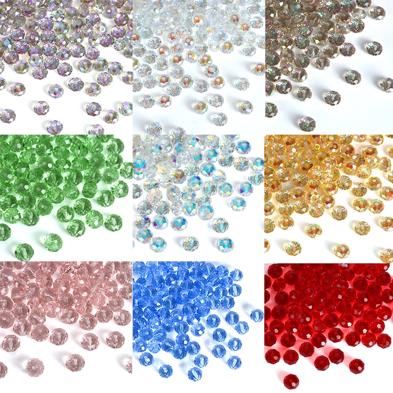 4-8mm Round Glass Loose Beads Faceted Crystal Rondelle Spacer Beads Austria Beads for DIY Bracelet Necklace Jewelry Making