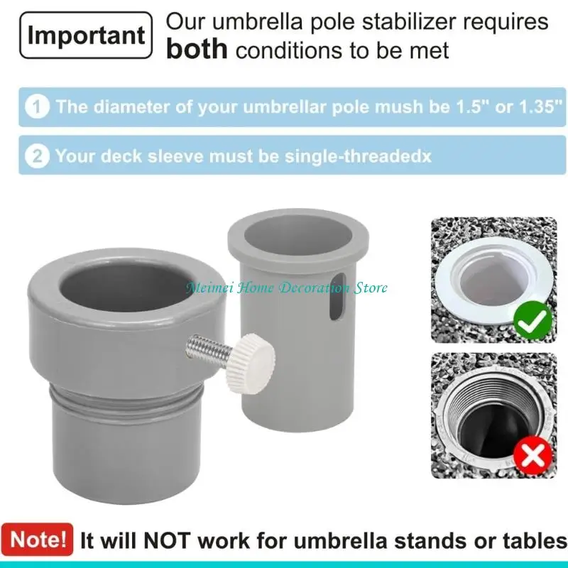 H7BF Pool Patio Umbrella Rod Adapter Stabilizer Sleeve Fit 1.35inch Umbrella Rod Ground Pool Umbrella Holder Threaded Hole