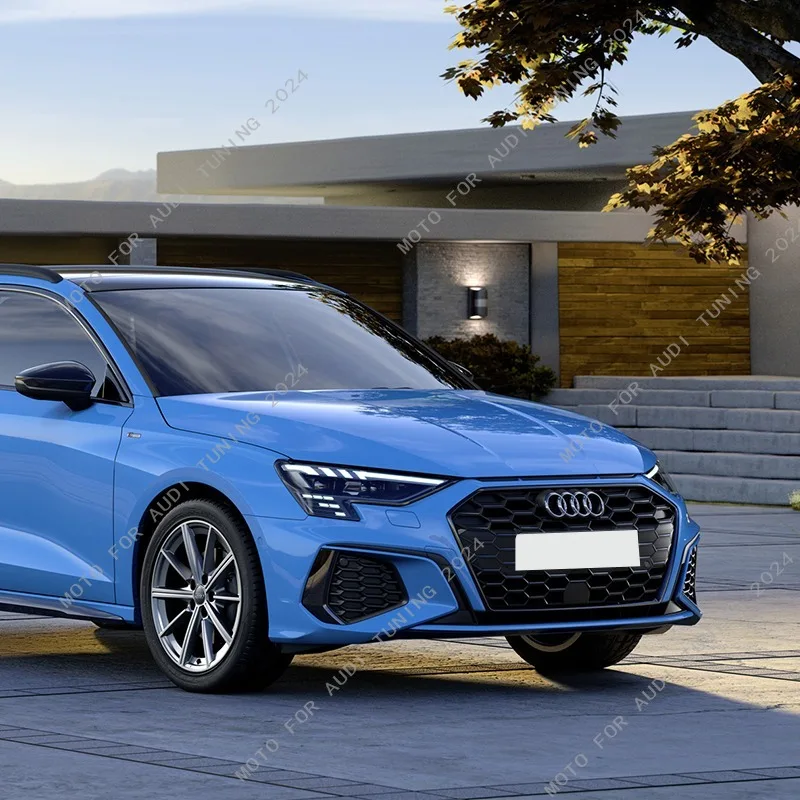 For Audi A3 Sportback 2021-2024 Car Front Siad Air Intake Frame Grille Trim Front Side Foglight Spoiler Stickers Bodykti Tuning