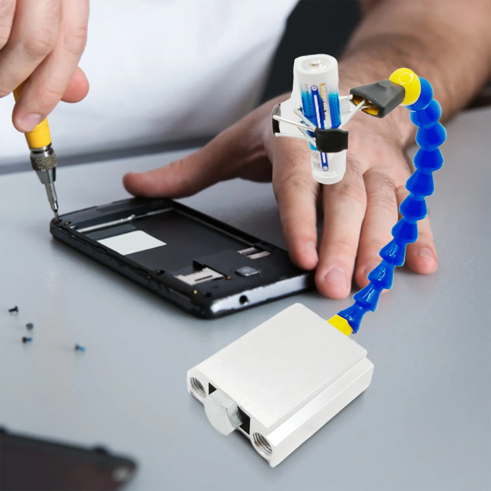 Imadło stołowe z gwintem 1/4 cala, zacisk stołowy z obrotowymi, elastycznymi ramionami 360 stopni, narzędzie lutownicze antypoślizgowe do mocowania przedmiotów cylindrycznych.