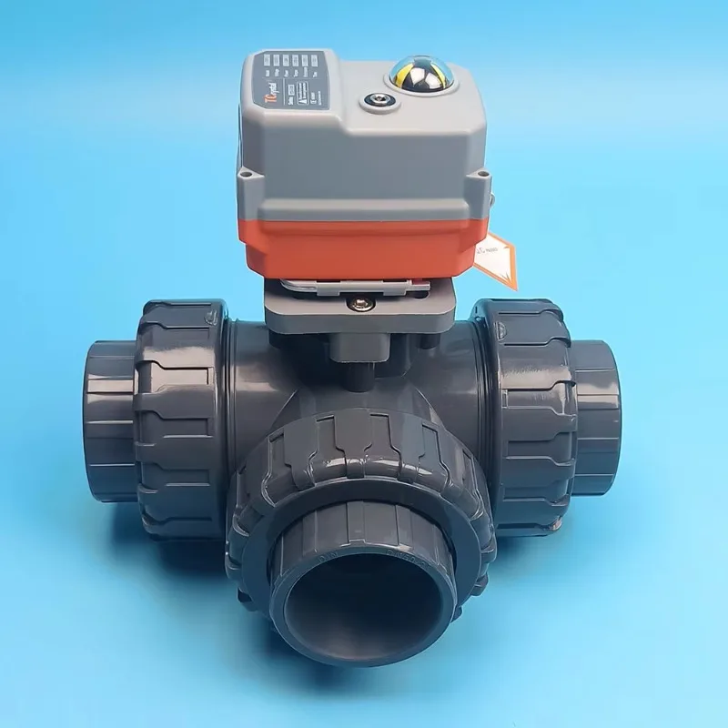 Electric UPVC three-way ball valve