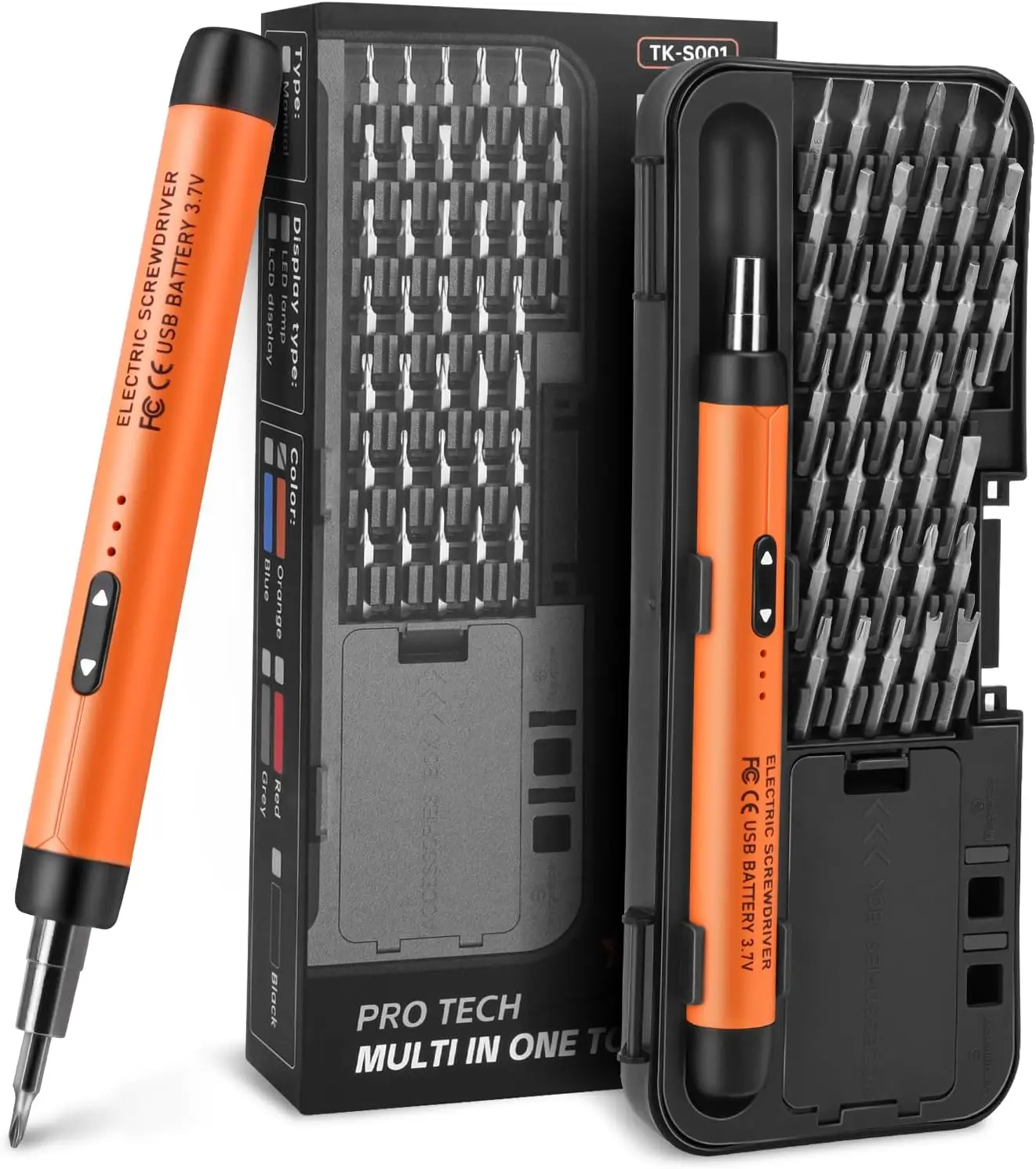 

Mini Electric Screwdriver Set, 38 S2 Precision Bits, Cordless Repair Tool for Electronics, Orange