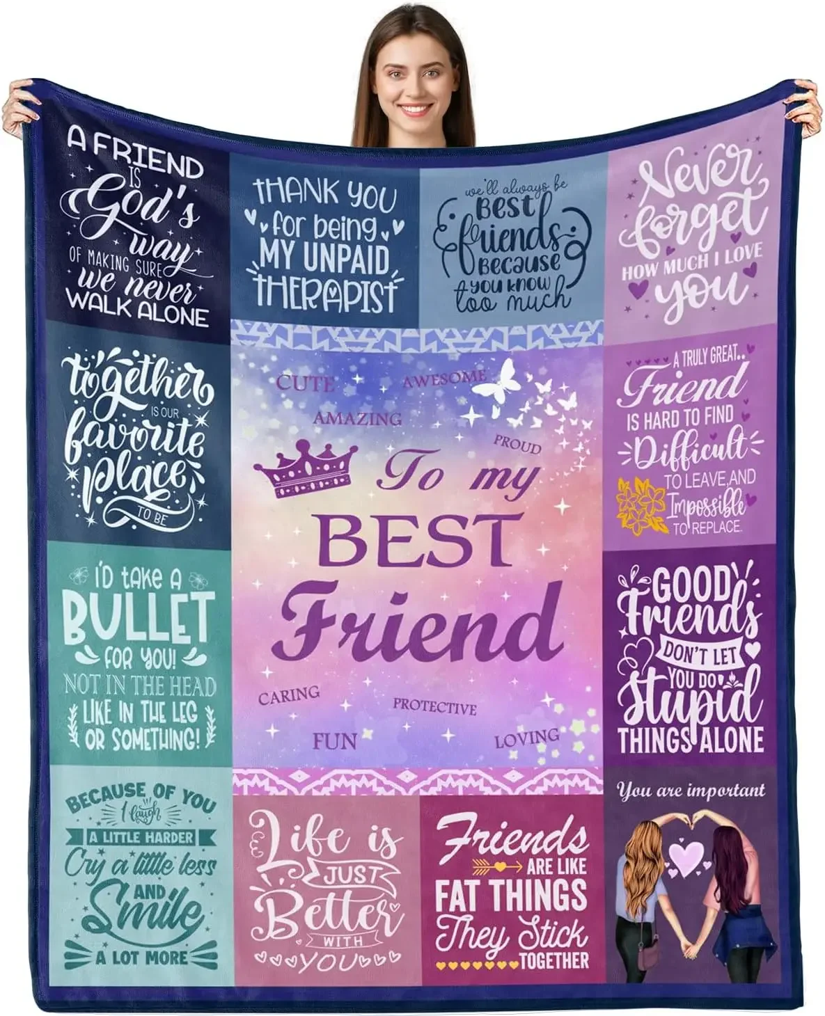 Best friend female gift, best friend birthday gift blanket, super comfortable and soft blanket