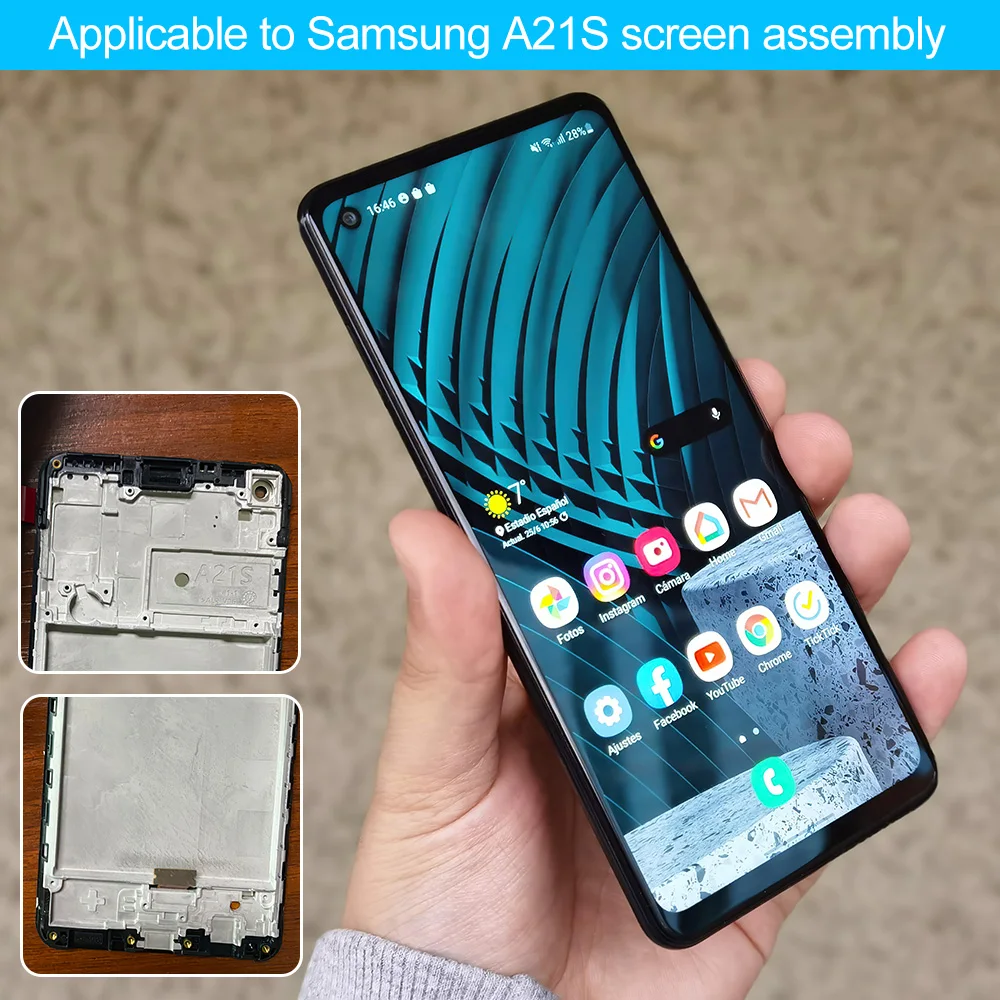 AMOLED for Samsung Galaxy A21S SM-A217F LCD Display Full Touch Screen Digitizer Assembly Parts Replacement with Frame