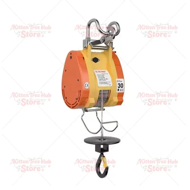 Portable Electric Wire Rope Hoist 300kg Load Capacity 30M Cable Remote Control Double Hook Small Crane for Household Use