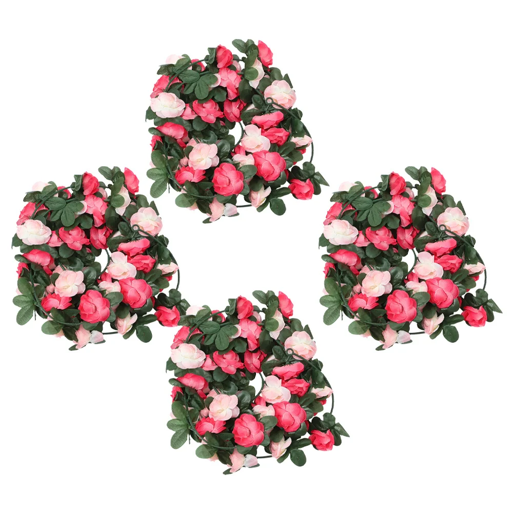 

4pcs Artificial Household Flower Adorn Vine Garland Realistic Simulation Flower Decor For Wedding Party Home Outdoor Decoration