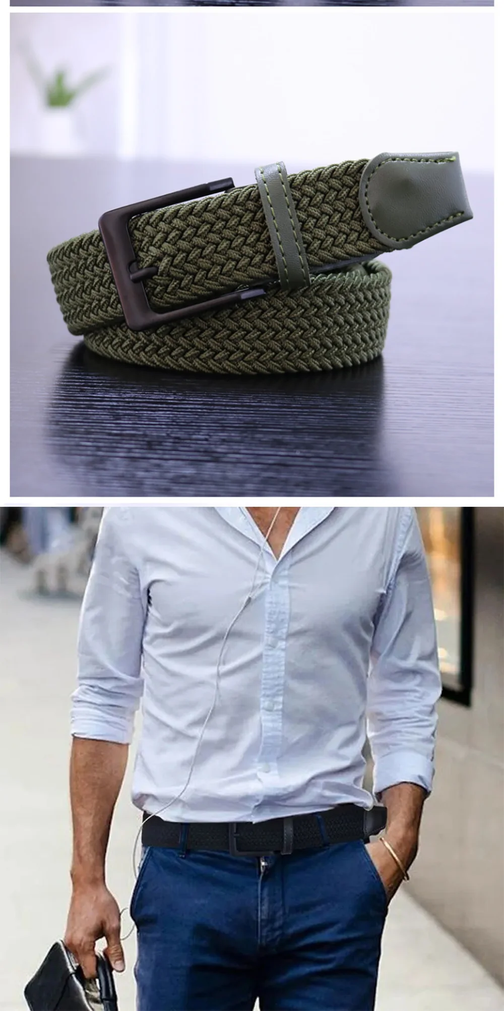 Männer Gürtel Mode Lässig Gewebt Elastische Gürtel Outdoor Sport Dame Taktische Gürtel Strap Klettern Gürtel Mit Hosen Jeans Neutral gürtel – Detail 7