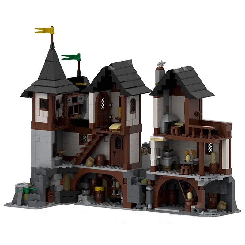 MOC Building Blocks Castle Model Bear Rock Fortress Modular Street View Model DIY Assembly Bricks Children Toys Christmas Gifts