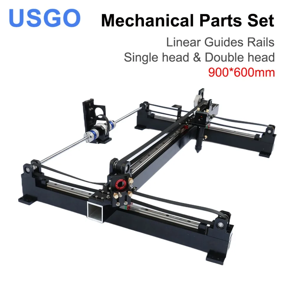 USGO-Guias lineares mecânicos Trilhos Conjunto de peças sobressalentes, cabeça simples e dupla, Kits Laser, DIY máquina a laser CO2, 900*600mm, 9060