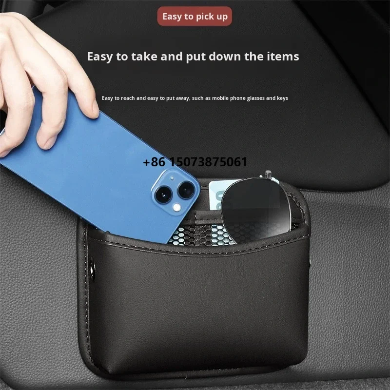 Leather Car Storage Bag Seat Backrest Trash Can Item Organizer Box Interior Convenient Multi-Position Installation Universal