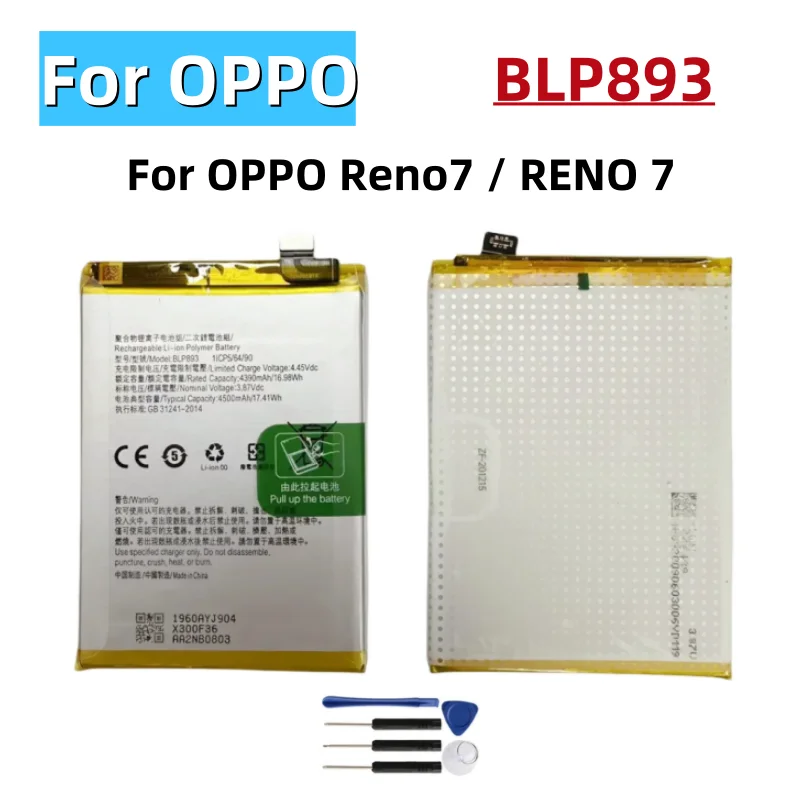 BLP893 Battery For OPPO Reno7 / RENO 7 Repair Part Capacity Phone Batteries Bateria +Tools