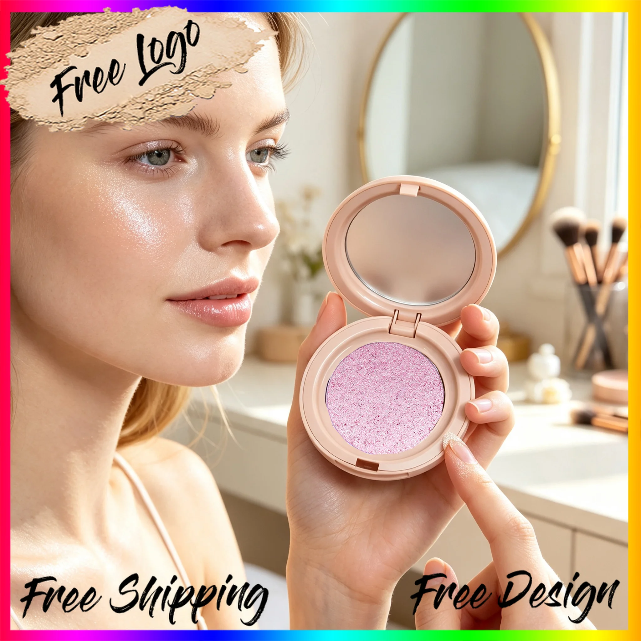 Golden Baked Highlighter Powder Potato Mud Texture Shimmer Glow Face Palette Vegan Makeup Private Label Custom Logo Wholesale