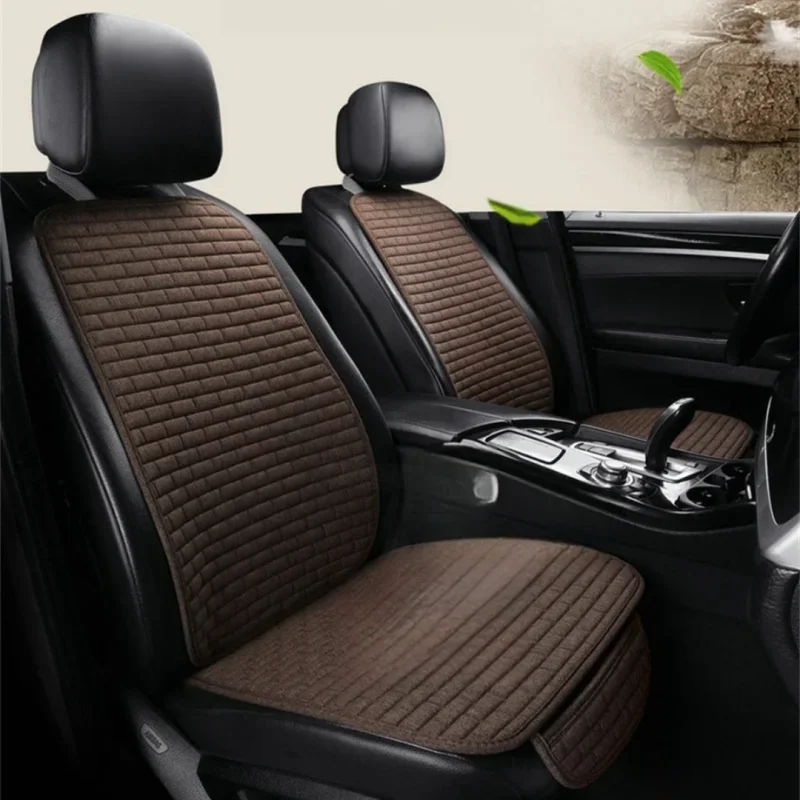 

3pcs Universal Size Breathable Non Slip Car Seat Cover Front Seat Protector Cushion Linen Fabric Auto Interior Accessories