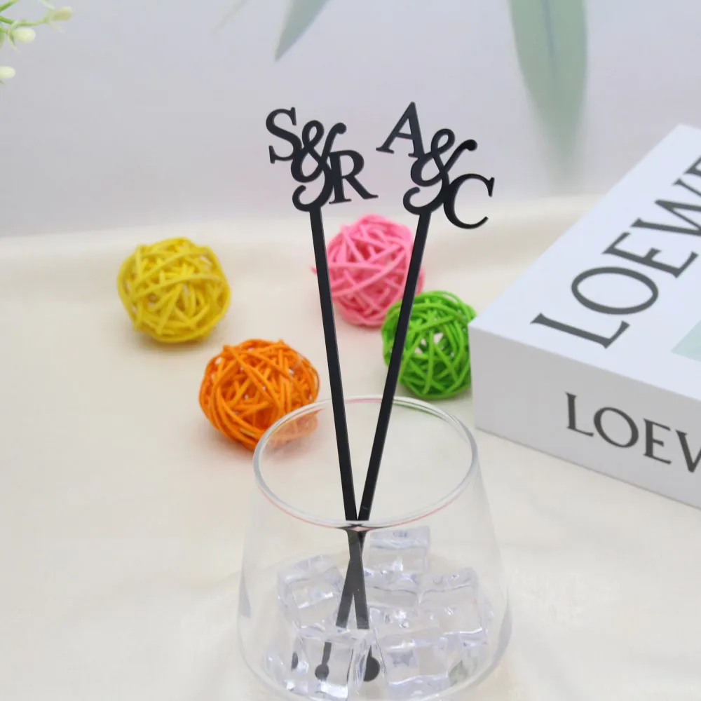 30/50/100 قطعة شخصية محفورة النمام الزفاف ديكور شرب النمامون مخصص كوكتيل أفرط النمامون شرب العلامات للحزب #2