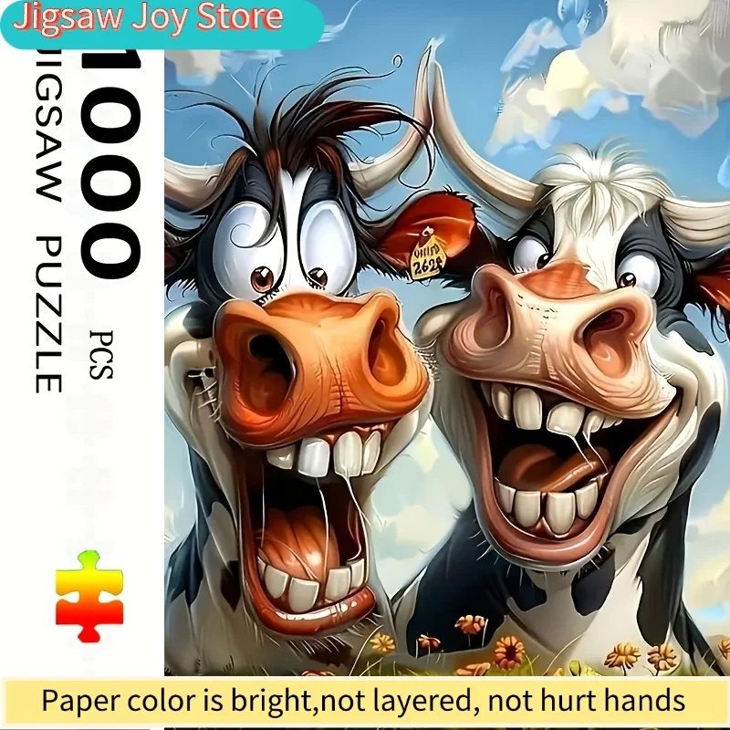 

Fun Animal Cow Puzzle 1 Box (1000pcs) Large Puzzle Toy Game Gift Family Interactive Game Home Decoration Educational Game Gift