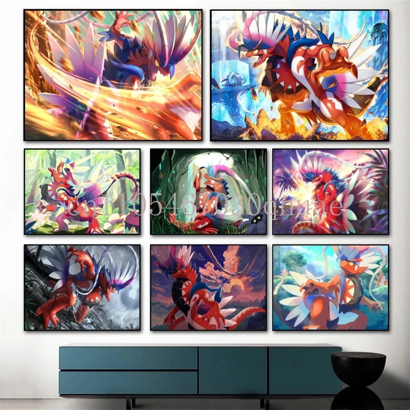 

Classic Pokemon HD Canvas Painting Anime Figures Koraidon Poster Print Watercolor Wall Art Picture Modern Home Decor Kids Gifts