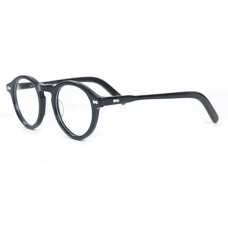 Runde Vintage-Acetat-Brille im Johnny-Depp-Lemtosh-Stil für Herren und Damen, Computerbrille, Luxusmarken-Brillengestell – Detail 15