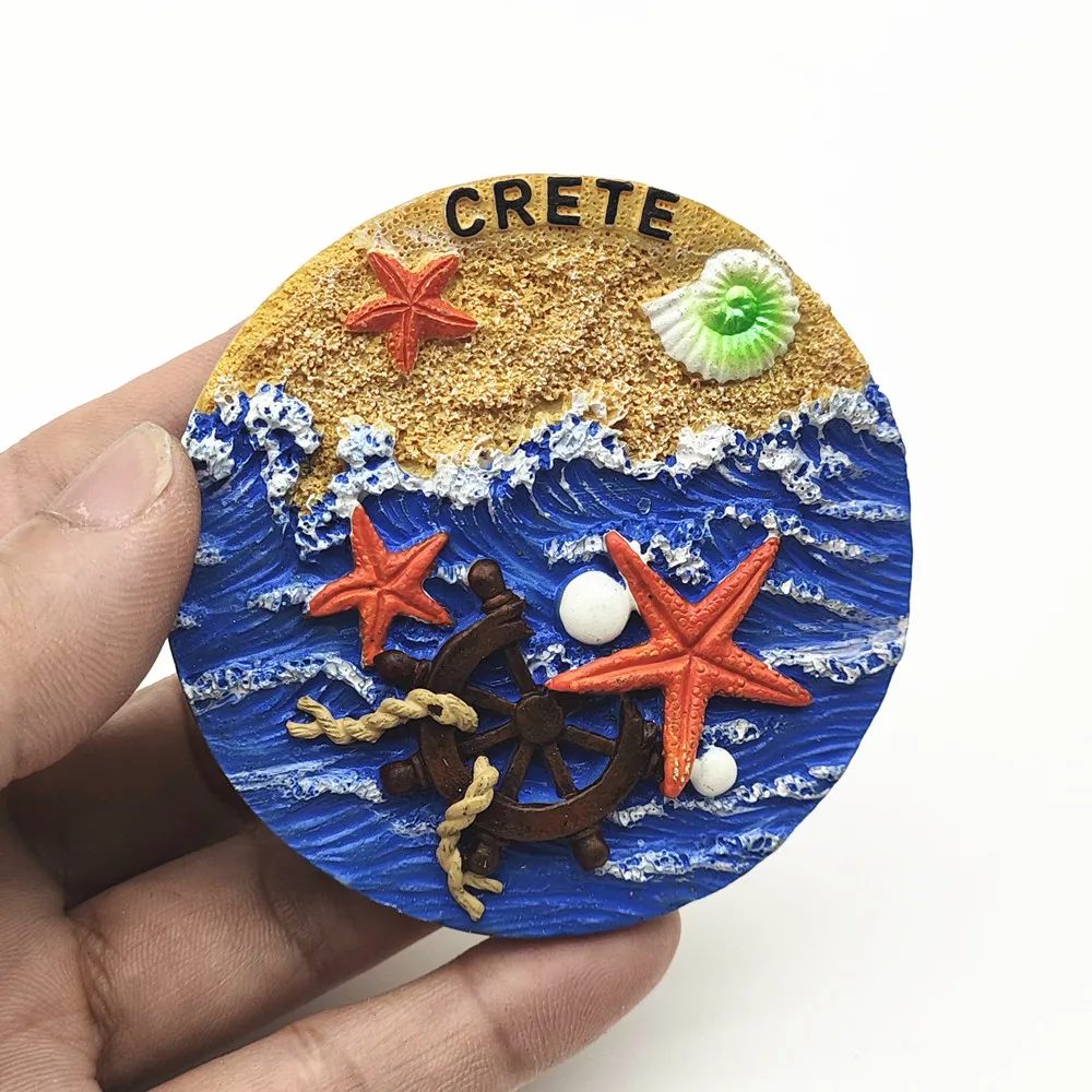 أوروبا اليونان كريت المناظر البحرية الراتنج ثلاثية الأبعاد مغناطيس الثلاجة السياحة تذكارية الثلاجة ملصق الحرف اليدوية هدية