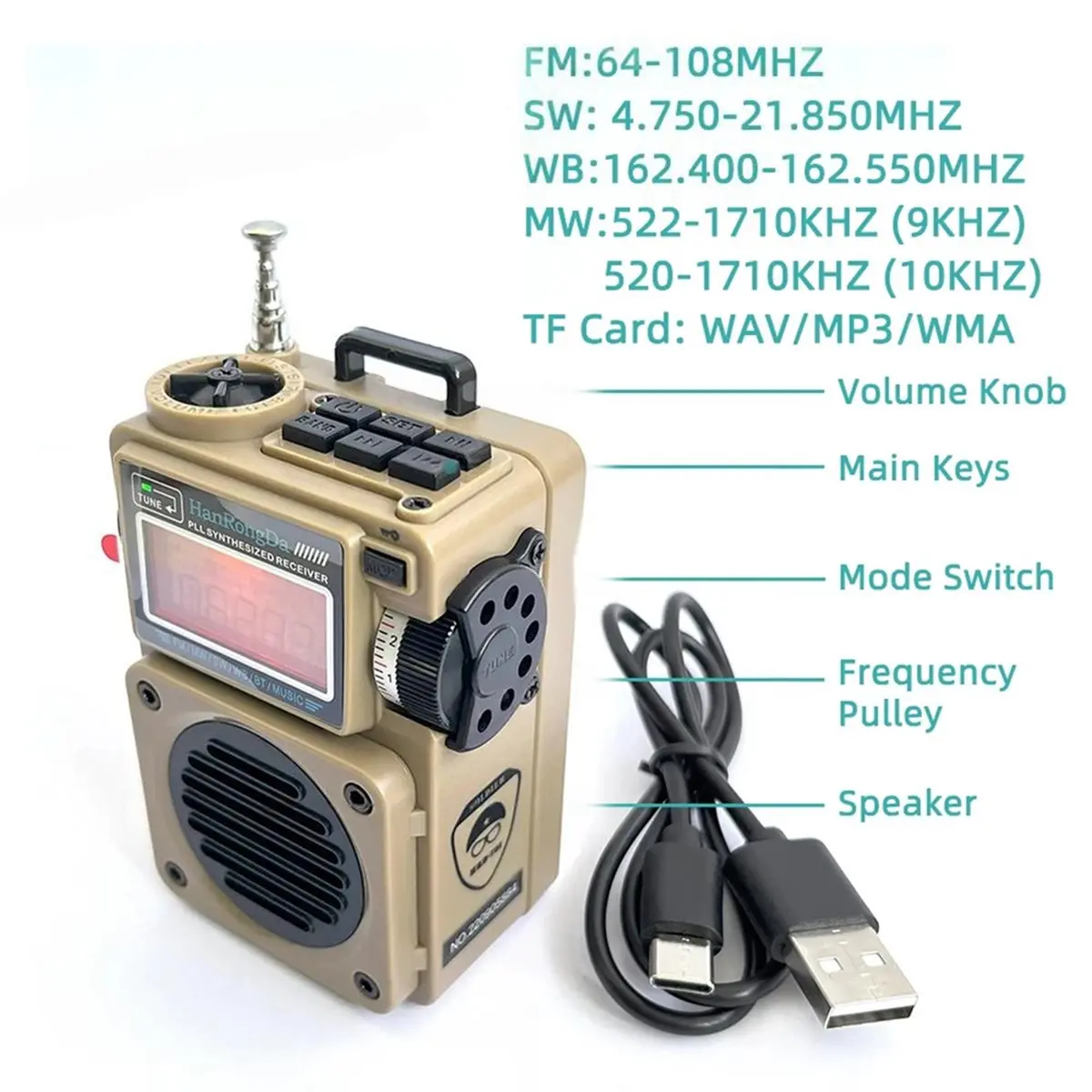 Y1310A*☀▃ Radio Mini Pocket FM AM MW SW Full Band Receiver LCD Screen Music Player Support Bluetooth MP3 TF-Card Loudspeaker - view 4