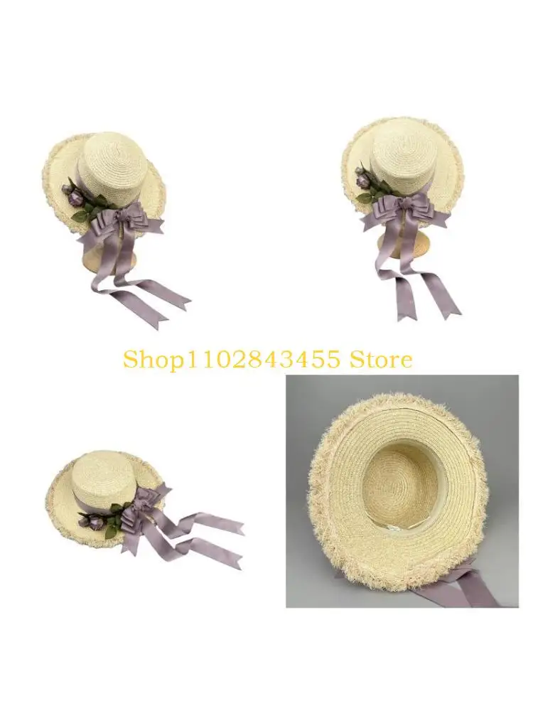 

49MC Женская соломенная шляпа от солнца, кепка для чаепития, платье принцессы, шляпа для фото для взрослых и женщин