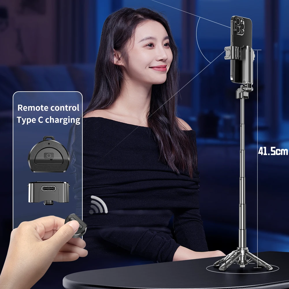 Mini Travel Portable Retractable Selfie Stick Tripod Shooting Desktop Live Video Shooting Bluetooth Remote Control Phone Stand