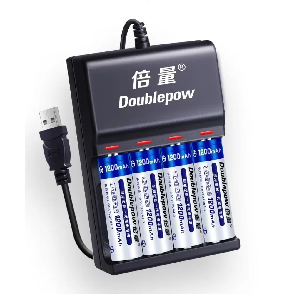 Original AA Rechargeable Battery Large Capacity 1200mAh 1.2V NiMH Rechargeable Battery with USB Smart Charger Charging