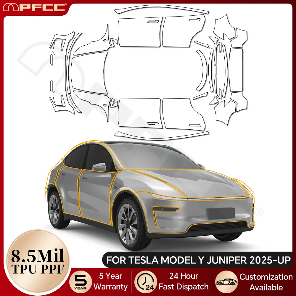 For Tesla Model Y Juniper 2025 2026 8.5Mil TPU Paint Protection Film Pre-cut PPF Car Body Clear Bra Anti-Scratch Resistant Kit