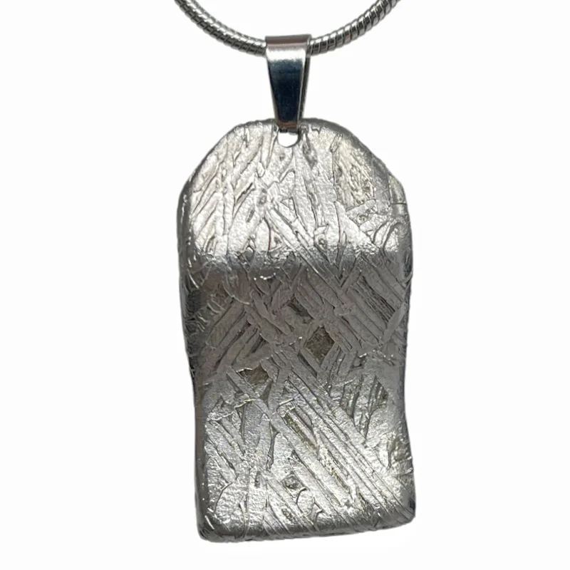 Natural Muonionalusta Iron Meteorite Pendant Precision Cut Etched Meteorite Necklace Cosmic Stone Collectible Jewelry Gift LK605