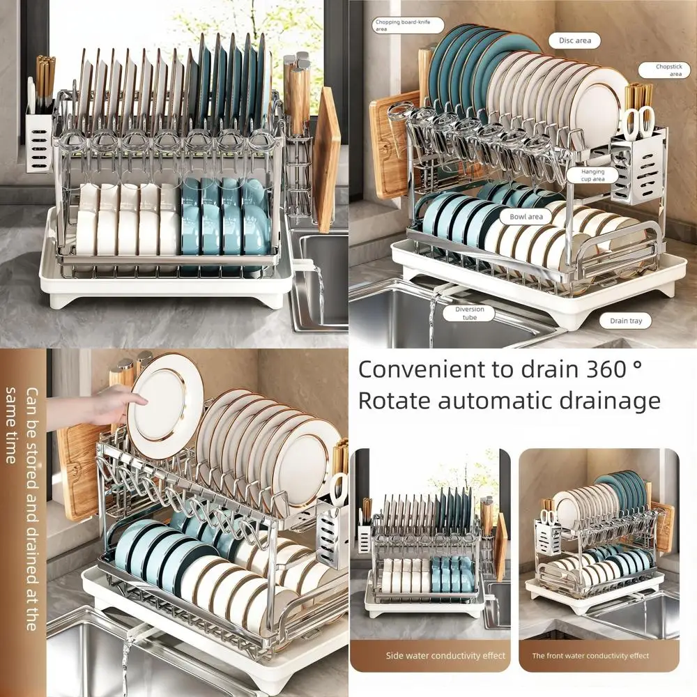 

Multi-Purpose Kitchen Sink Dish Rack with Bowl and Knife Storage