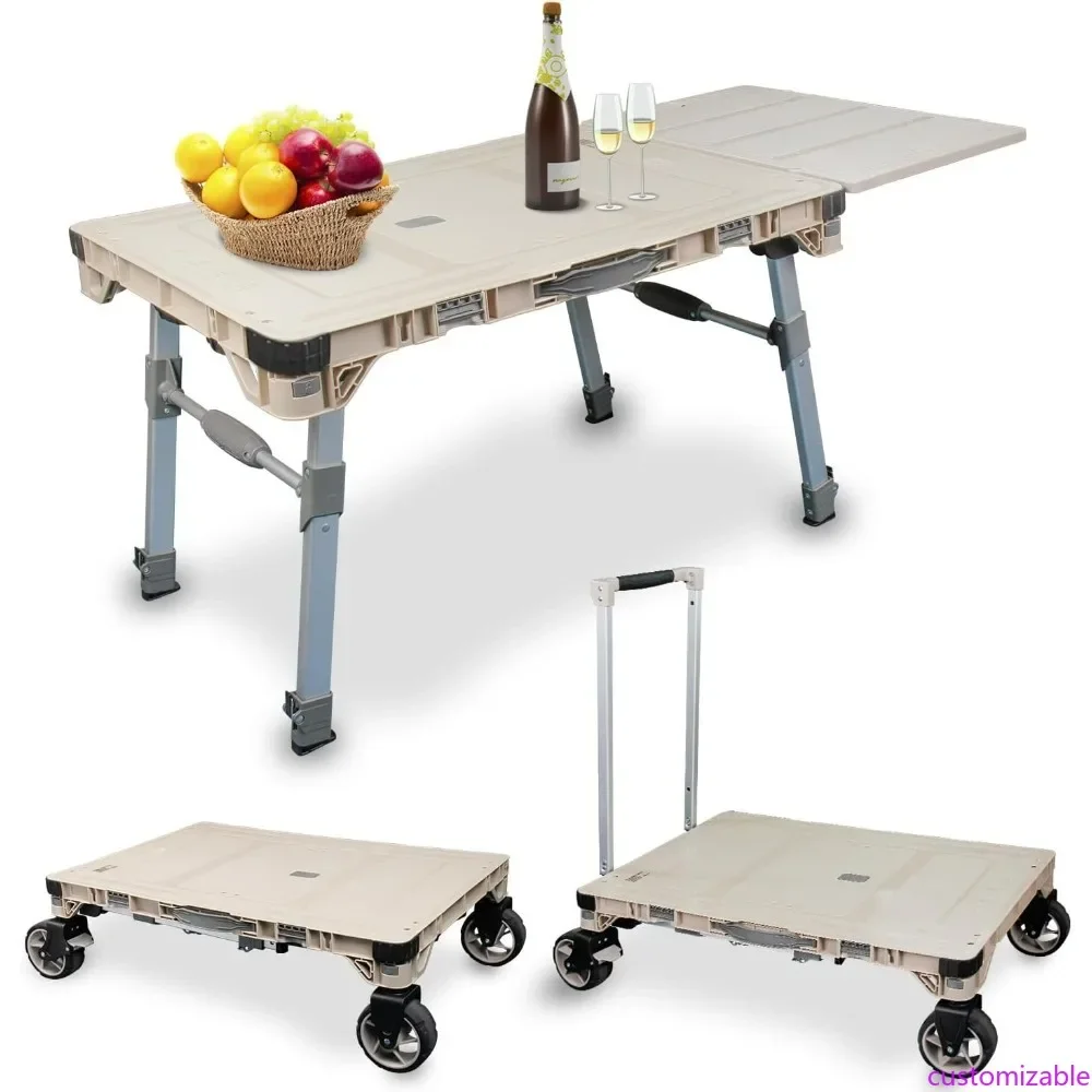 

Многофункциональный походный стол-тележка: портативный стол для пикника, тележка-платформа и грузовая тележка с поворотными колесами для активного отдыха на природе