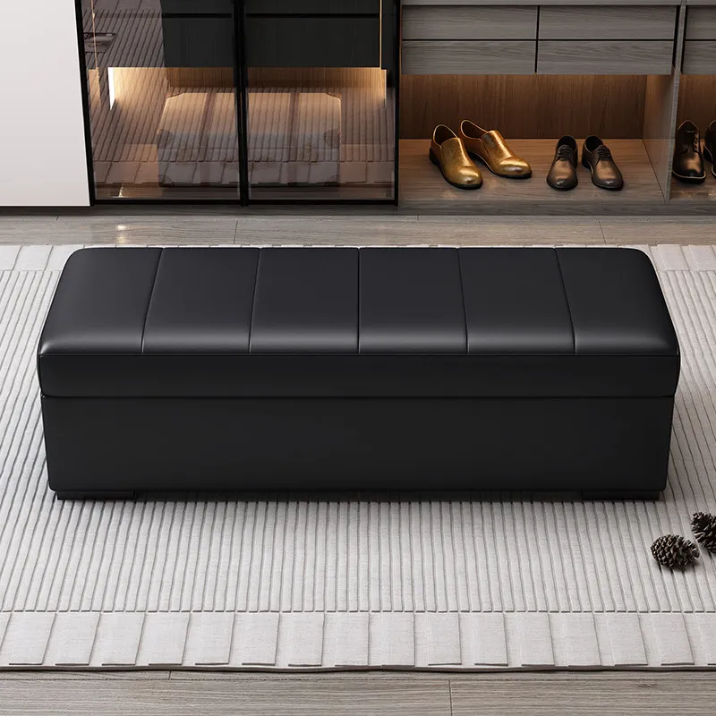 Leather light luxury door shoe change storage stool can sit large capacity high-end cloakroom bedside sofa stool