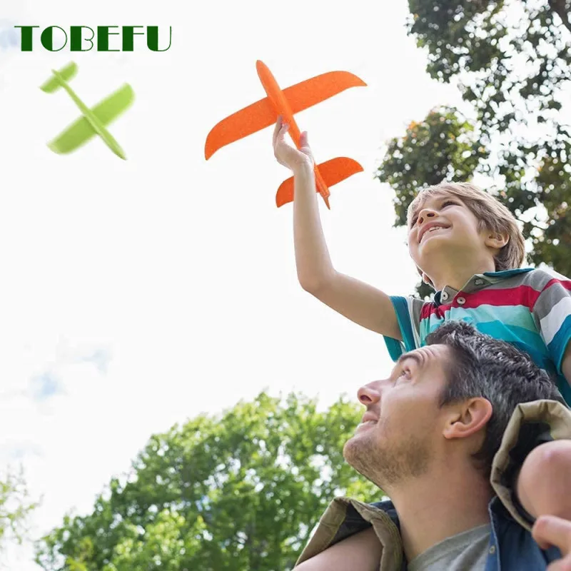 TOBEFU Launch Glow Glider Plane Model Hand Throw Gliding Airplane Interesting Outdoor Toys for Kids Fun Play Children Boys Gifts