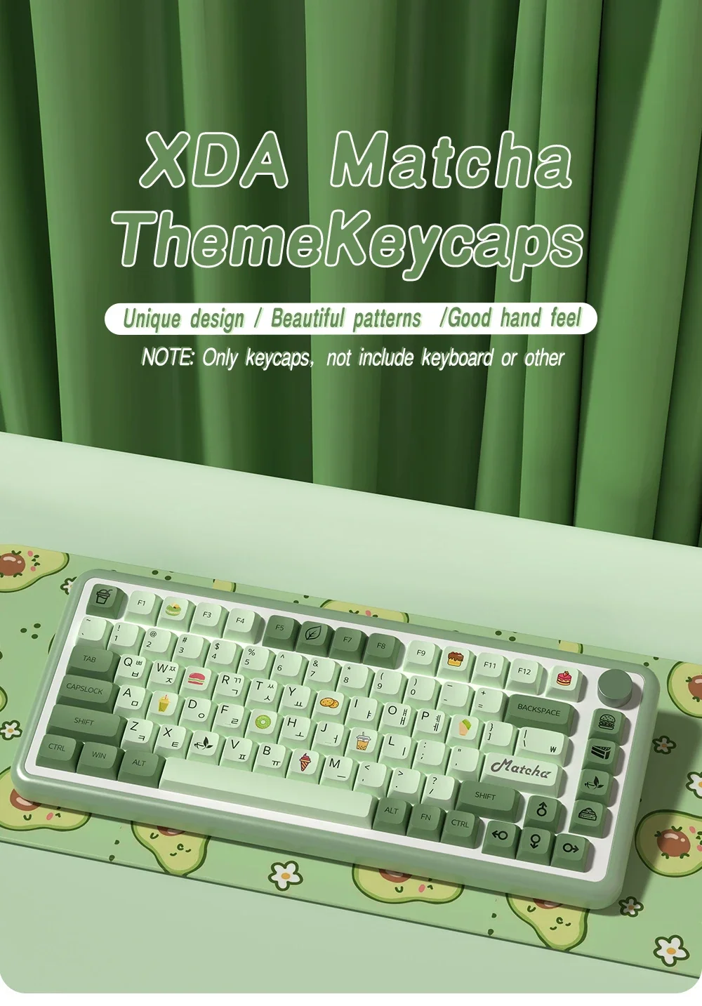 AZERTY Mechanische Tastatur-Tastenkappen Matcha QWERTZ-Tastenkappe XDA-Profil ISO PBT-Tastenkappen Spanisch Französisch Deutsch Nordische Tastenkappe – Detail 6