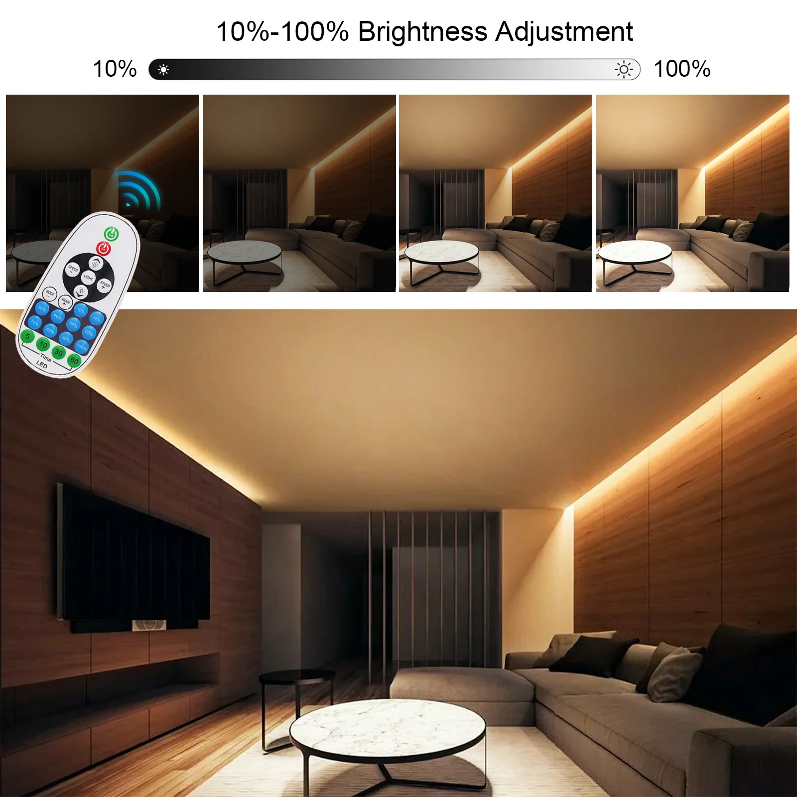 LED Dimmer Tuya Wifi/Wall Touch Remote/Bluetooth IR Control for 8mm PCB AC110V/220V 288Leds/m 3000K 4000K 6000K COB Light Strip