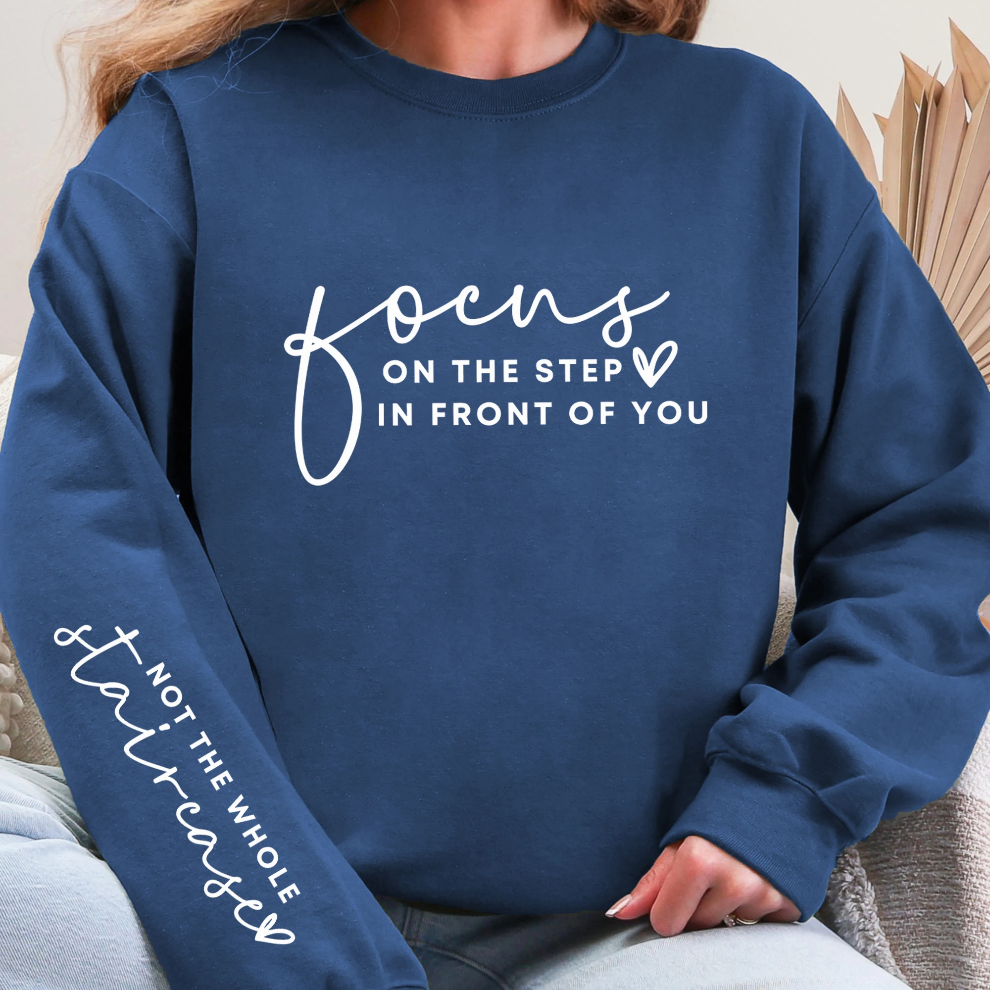 Focus On The Step Front Of You-ropa estampada para mujer, sudadera informal de lana con cuello redondo, sudaderas de otoño, Top de gran tamaño de Hip Hop