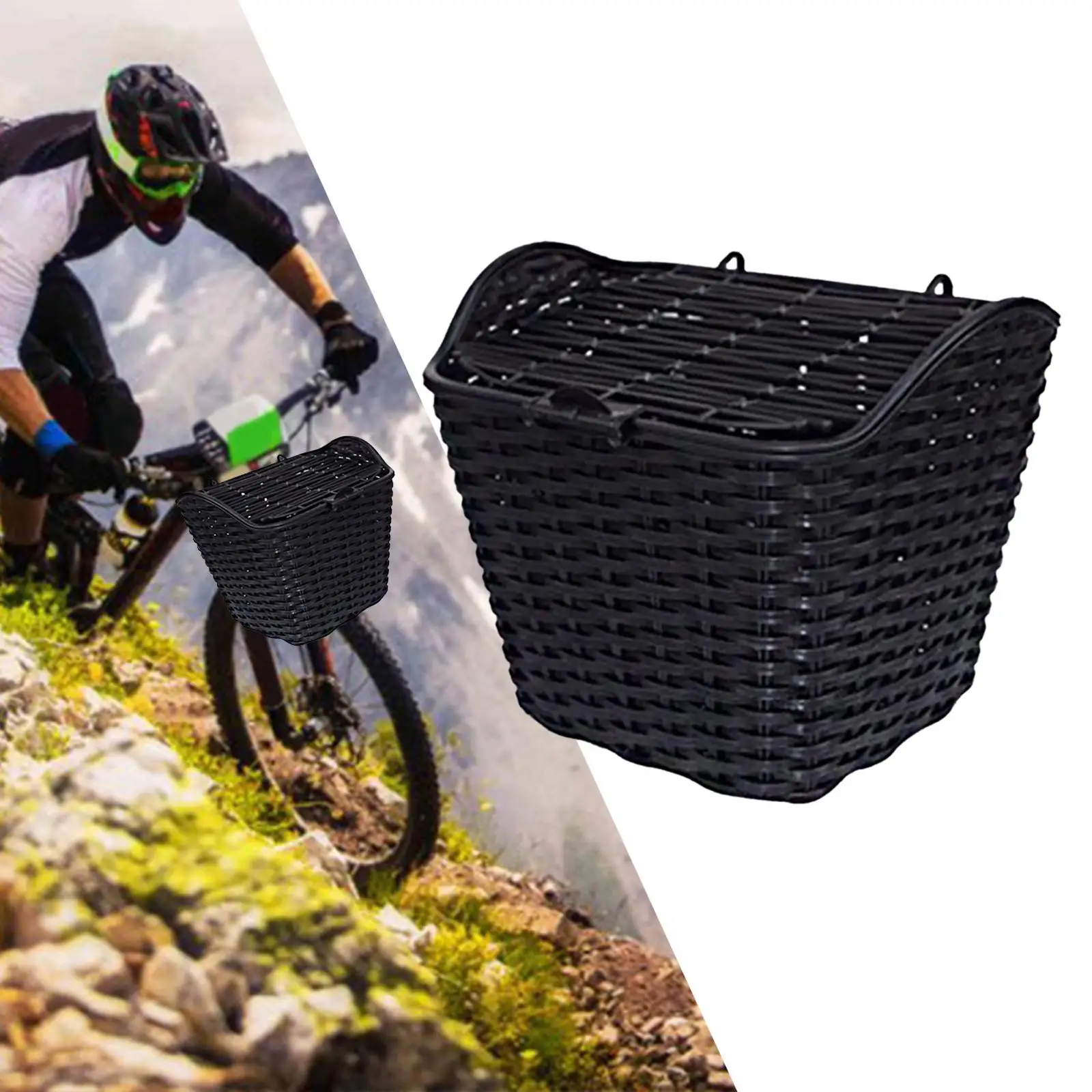 Detchable Bike Basket with Lid Sundries Container Scooter Bicycle Front Basket for Pet Adult Kids Shopping Bike Accessories