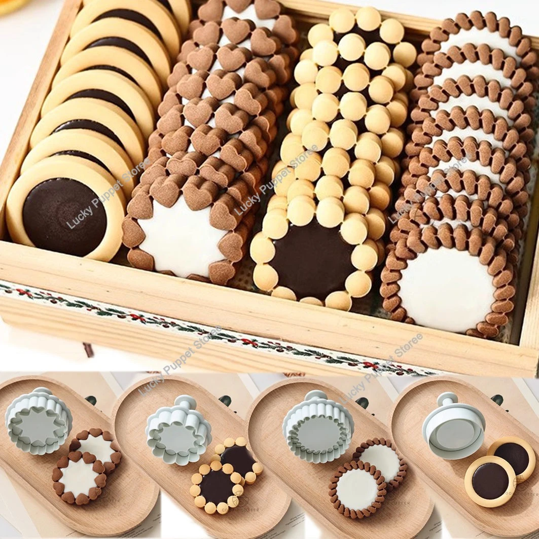 Emporte-pièce à fleurs pour Sandwich au chocolat, moule à biscuits 3D, tampon à Fondant pressable, décoration de gâteau du nouvel an, fournitures de cuisson