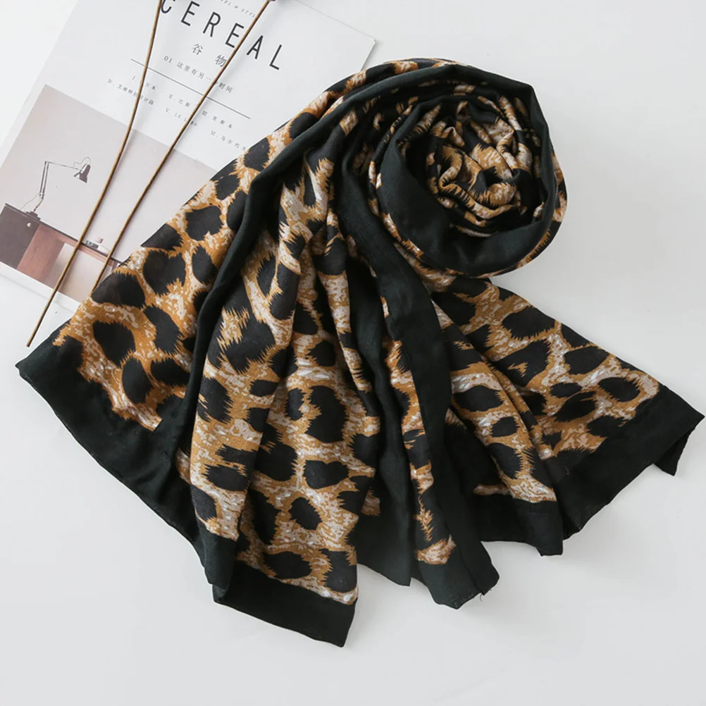 

Black Leopard Scarf Fashion Women Shawl Sun Block Beach Scarf Travel Shawl 180x100cm Flame Leopard Comfortable Stylish