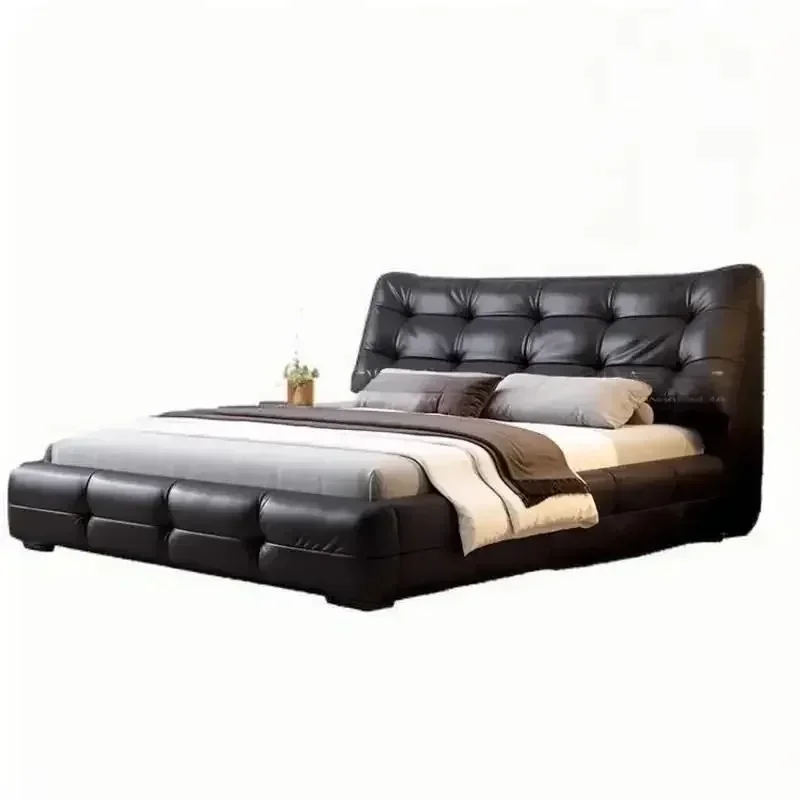 Postmodern Modern Frame Bed Waterproof Black Large Bedframe Bases Double Bed Frames European Letto Matrimoniale Trendy Furniture