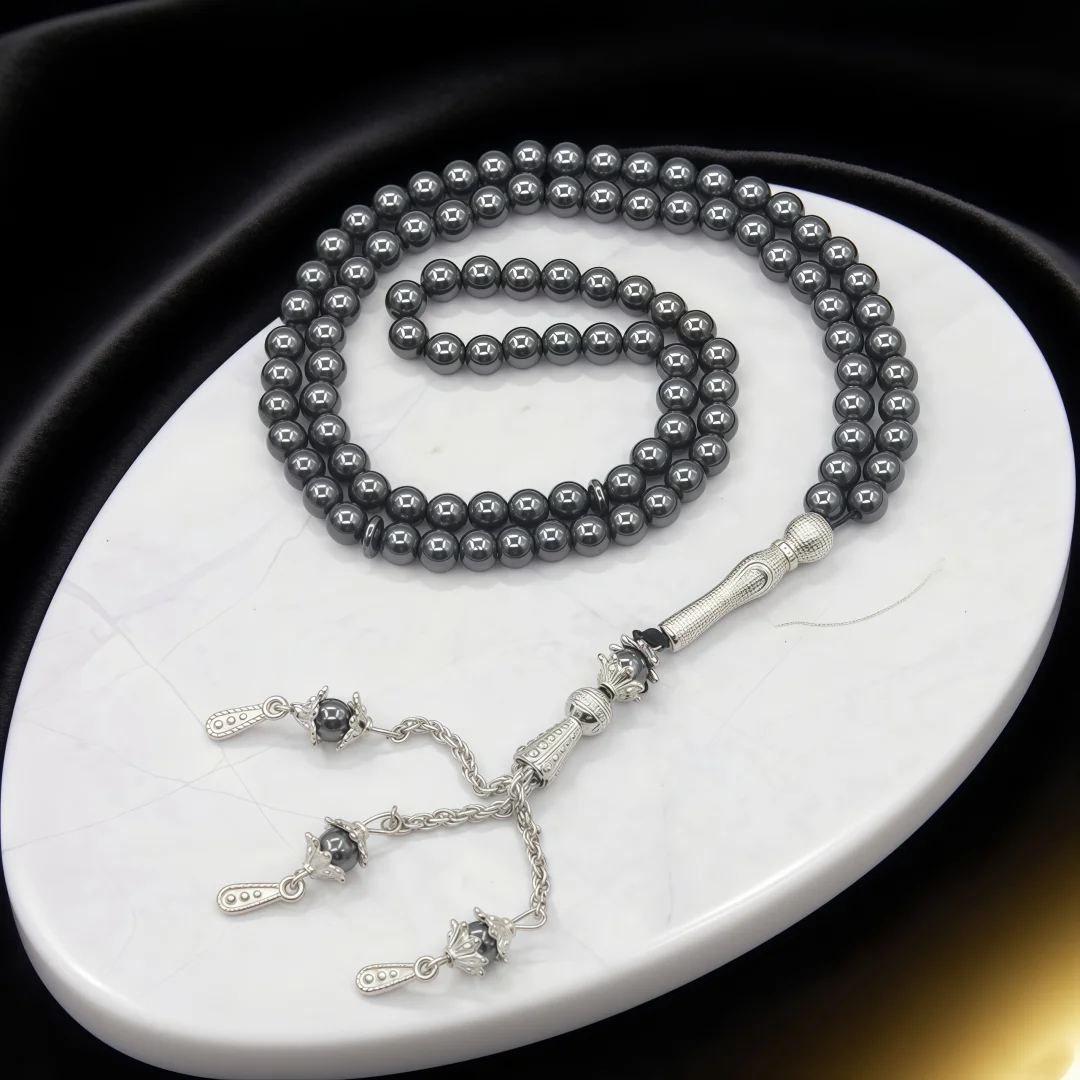 Hematite 99‑bead 6mm long mala, high‑density solid, wear‑resistant, portable counting beads for travel