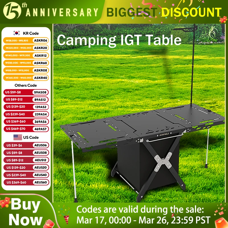 Outdoor Camping Aluminum IGT Table Multi-Functional Splice Folding Portable Tactical Lightweight Table For Barbecue Picnic Trips