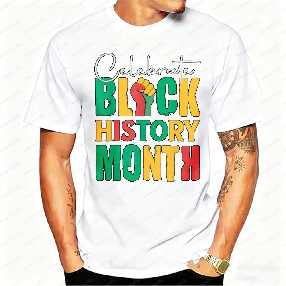 Juneteenth Celebrate Black History Month T Shirt Men Black Power Fist Graphic Casual  Cotton African American Freedom 1865 Topss