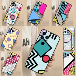 Abstract 80s pop art style graphics Case For iPhone 16 15 13 11 12 14 Pro Max Mini 7 8 Plus X XS Max XR Bumper Cover