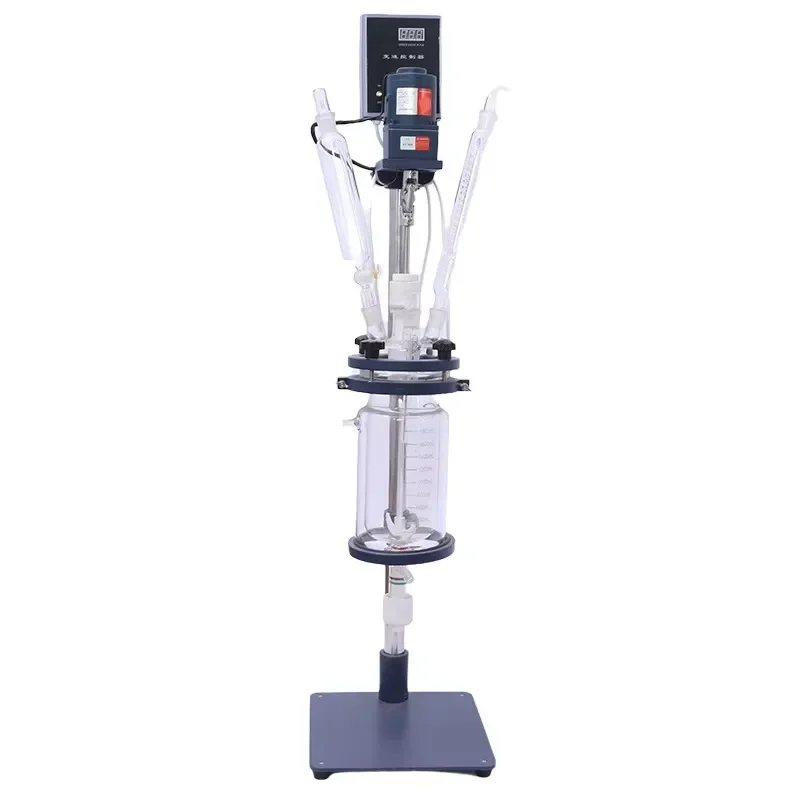 i 1-5L Double Layer Laboratory Glass Reactor Jacketed Bioreactor with Pressure Vessel Core Components Reacts Kettle