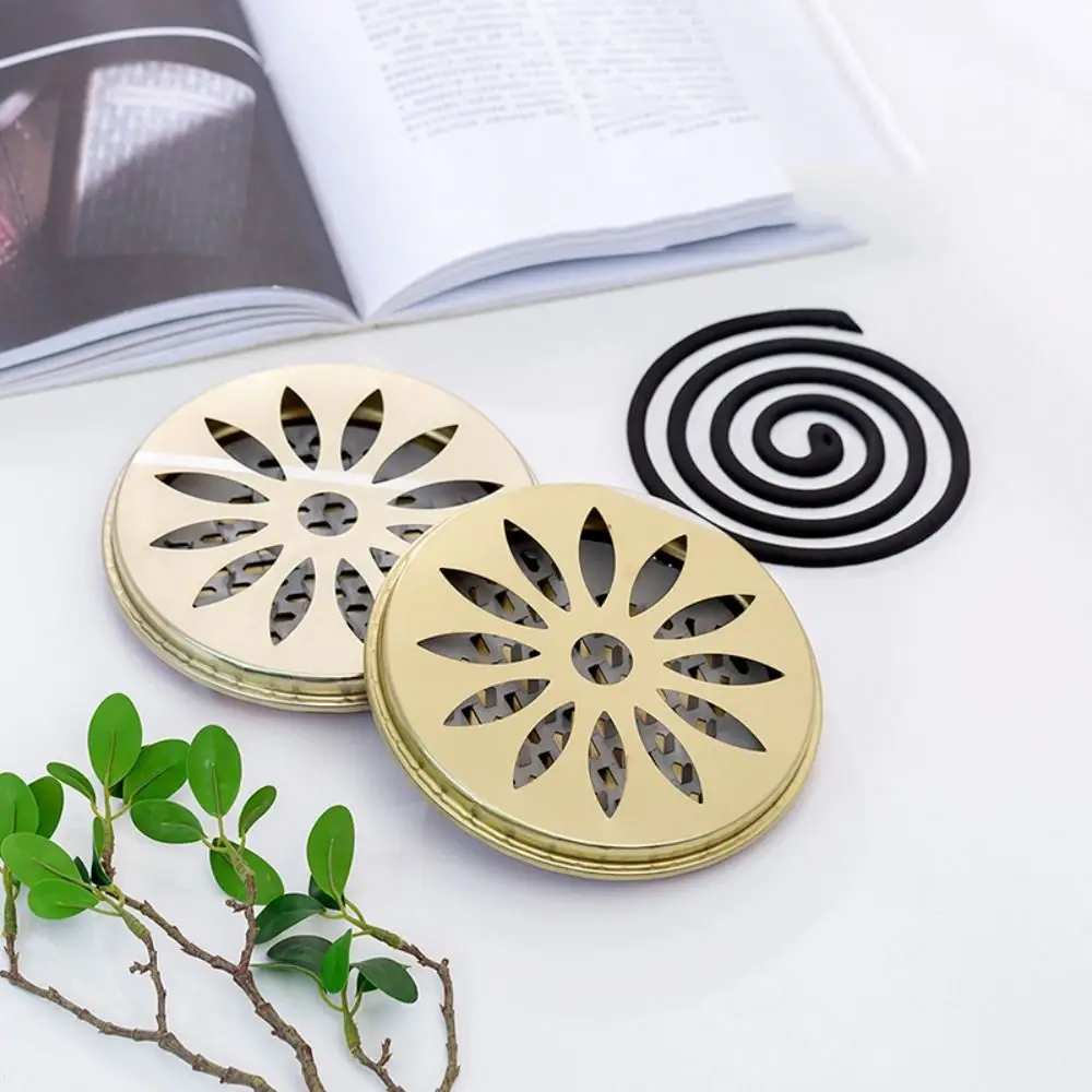Boîte porte-spirale anti-moustiques en acier inoxydable avec couvercle, brûleur de spirales anti-moustiques ignifuge, porte-encens anti-moustiques rond et sûr
