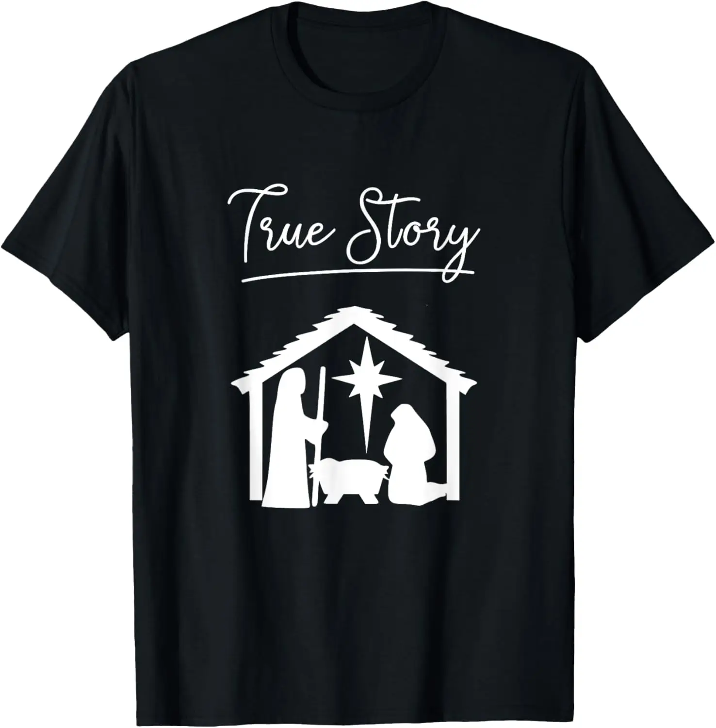 

Christian Christmas Graphic True Story Jesus Holiday Design T-Shirt