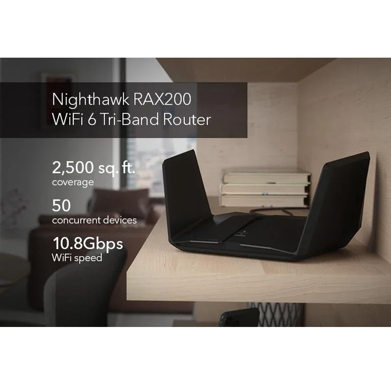 

NETGEAR RAX200 Tri-Band Wi-Fi Router AX11000 Nighthawk AX12 12-Stream WiFi 6 802.11AX Router 5GHz Up To 4.8Gbps Speed