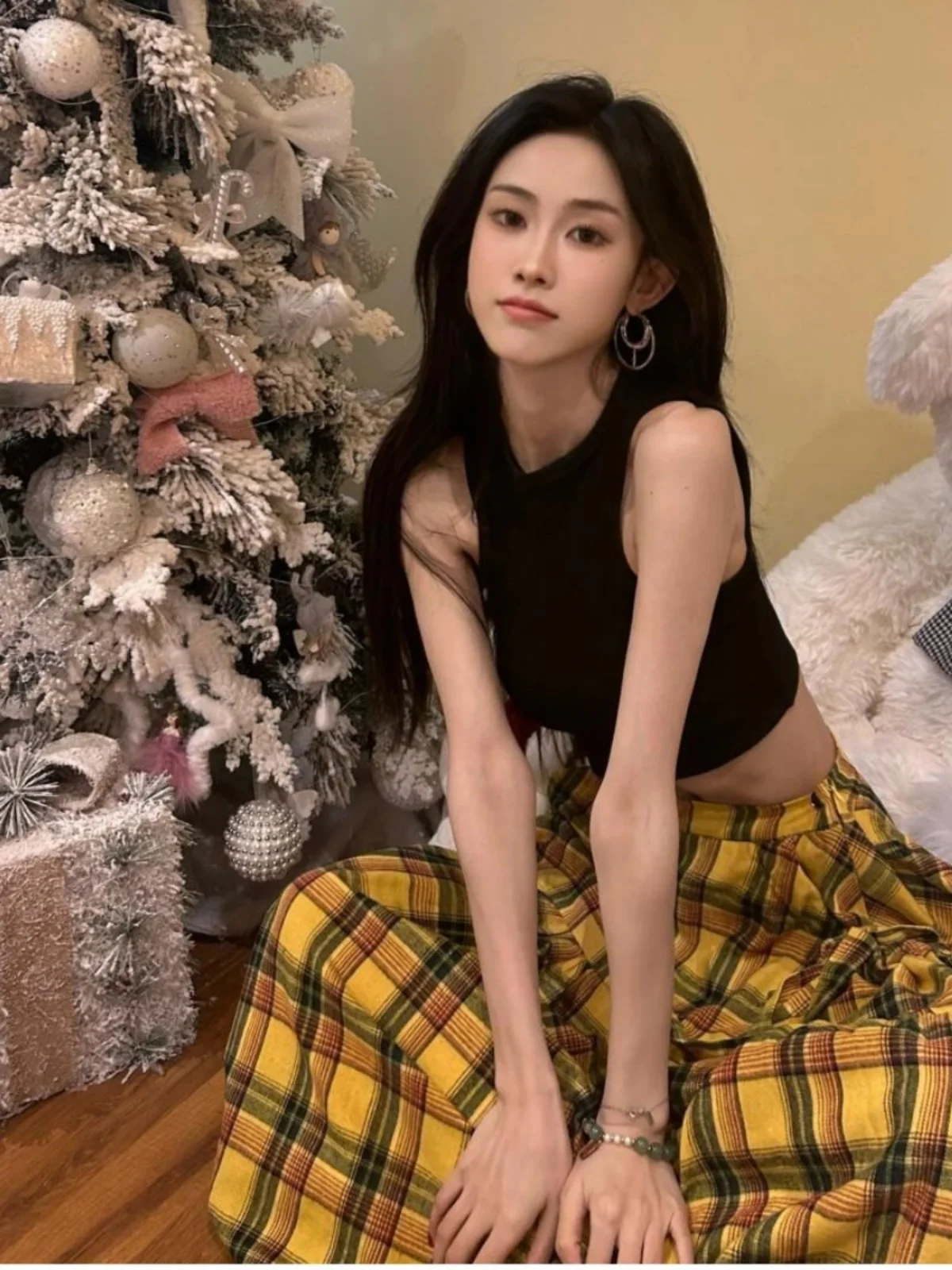 

Желтая клетчатая юбка-зонтик трапециевидной формы с высокой талией, женская ранняя осень, допане, длинная рабочая одежда в американском стиле ретро, юбка Dr